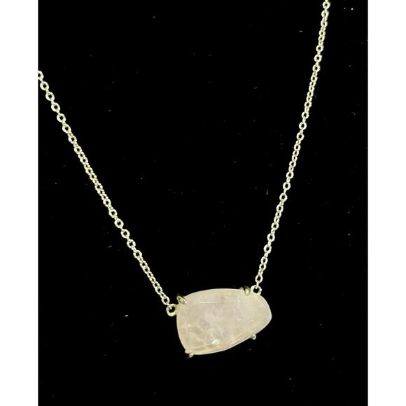Kendra Scott Rose Quartz Isla Pendant Necklace Gold Tone Adj To 20”Reversible - Picture 1 of 5
